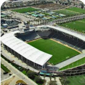 drone arial photo of Dignity Health Sports Park in Carson, CA where major league soccor plays