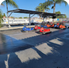 go karts ready to be loaded with kids ready to race