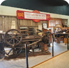 photo of one of the earliest printing pressses at the international printing museum in Carson, CA